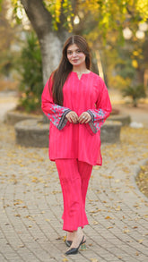 Senore - Contemporary Short Shirt with Stripped Design and Trousers